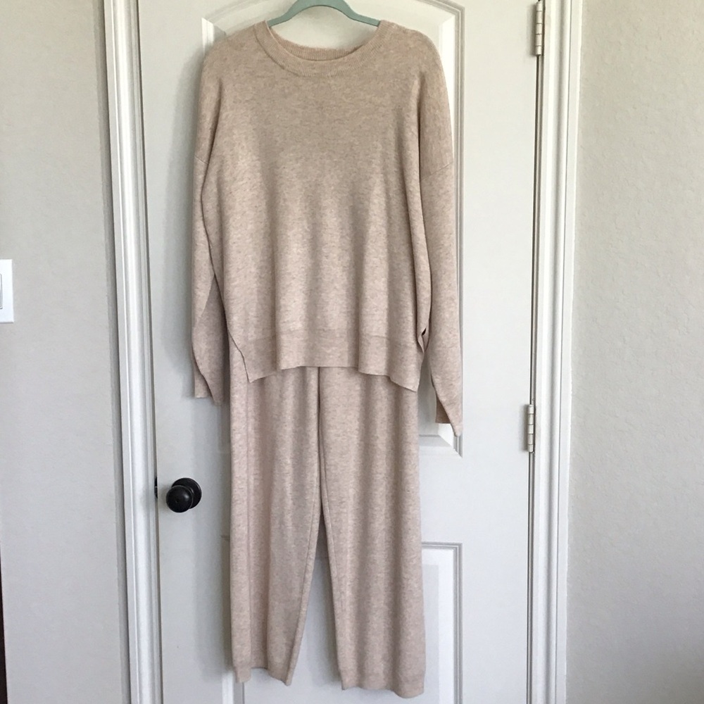 Roolee Cozy Beige Knit Sweater and Pants Set